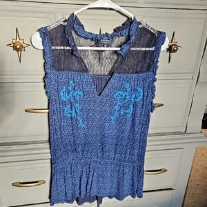 Lucky Brand Blue Sleeveless Top